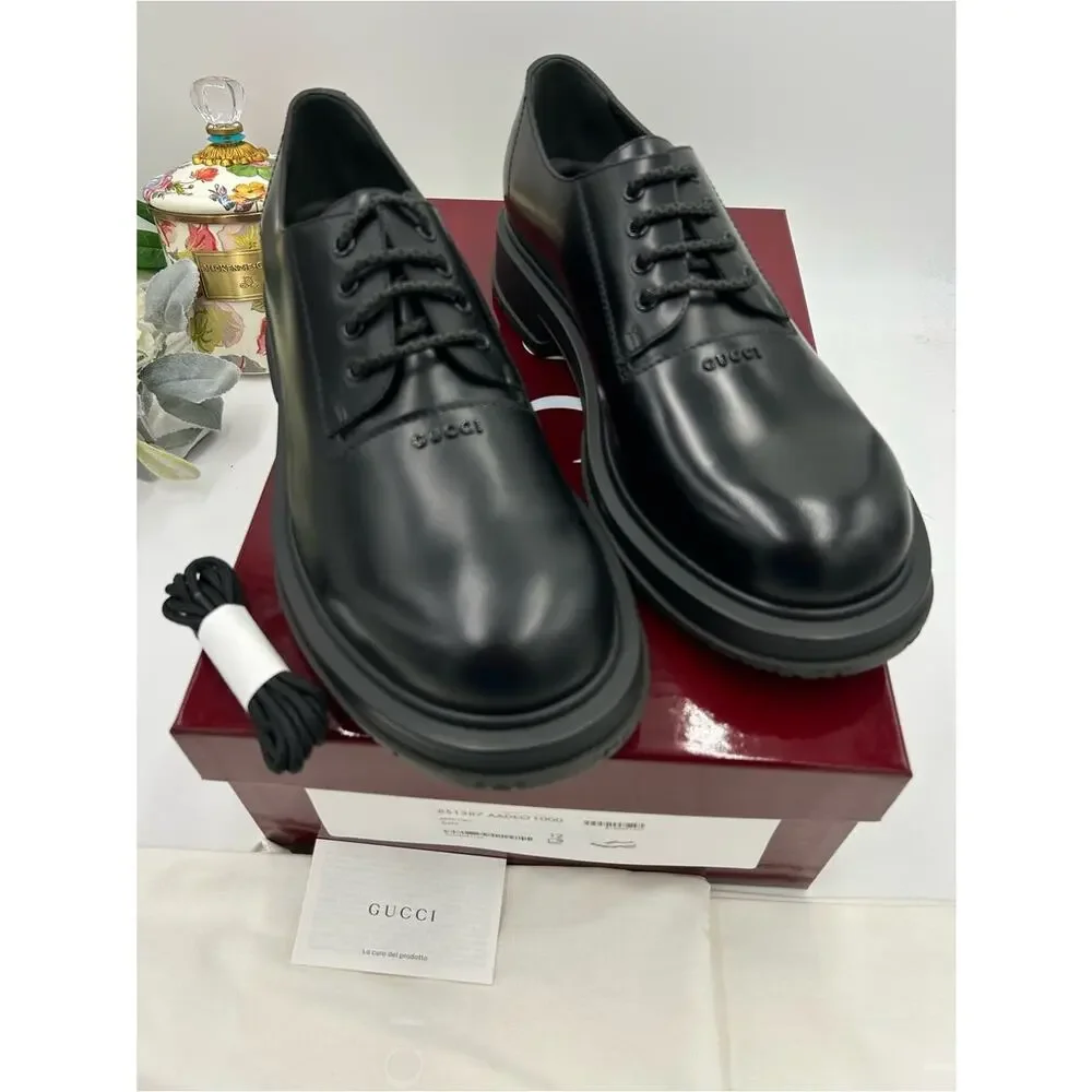 Men's Gucci Leather lace up, Derby shoes size 12 fits 12.5 US made in Italy